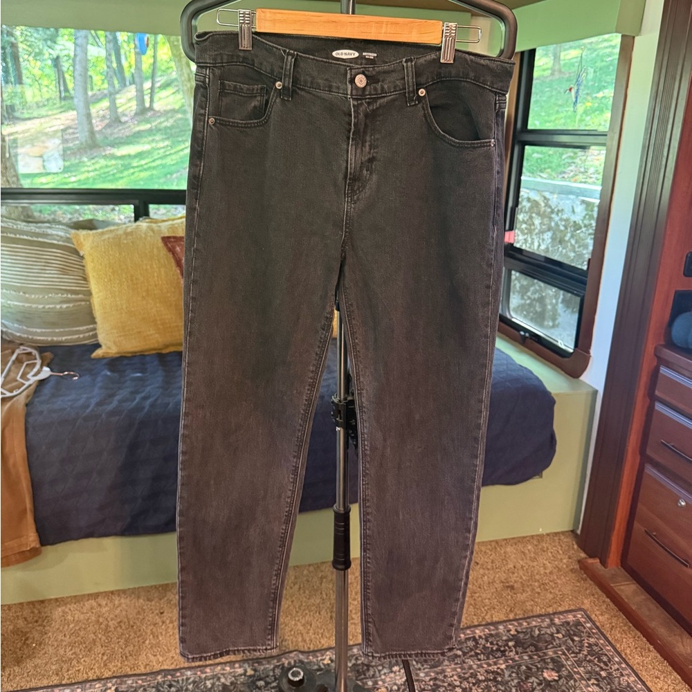 Old Navy Black Boyfriend Jeans Mid Rise Size 10